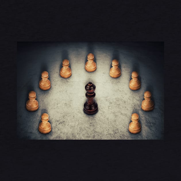 chess queen surrounded by psychoshadow